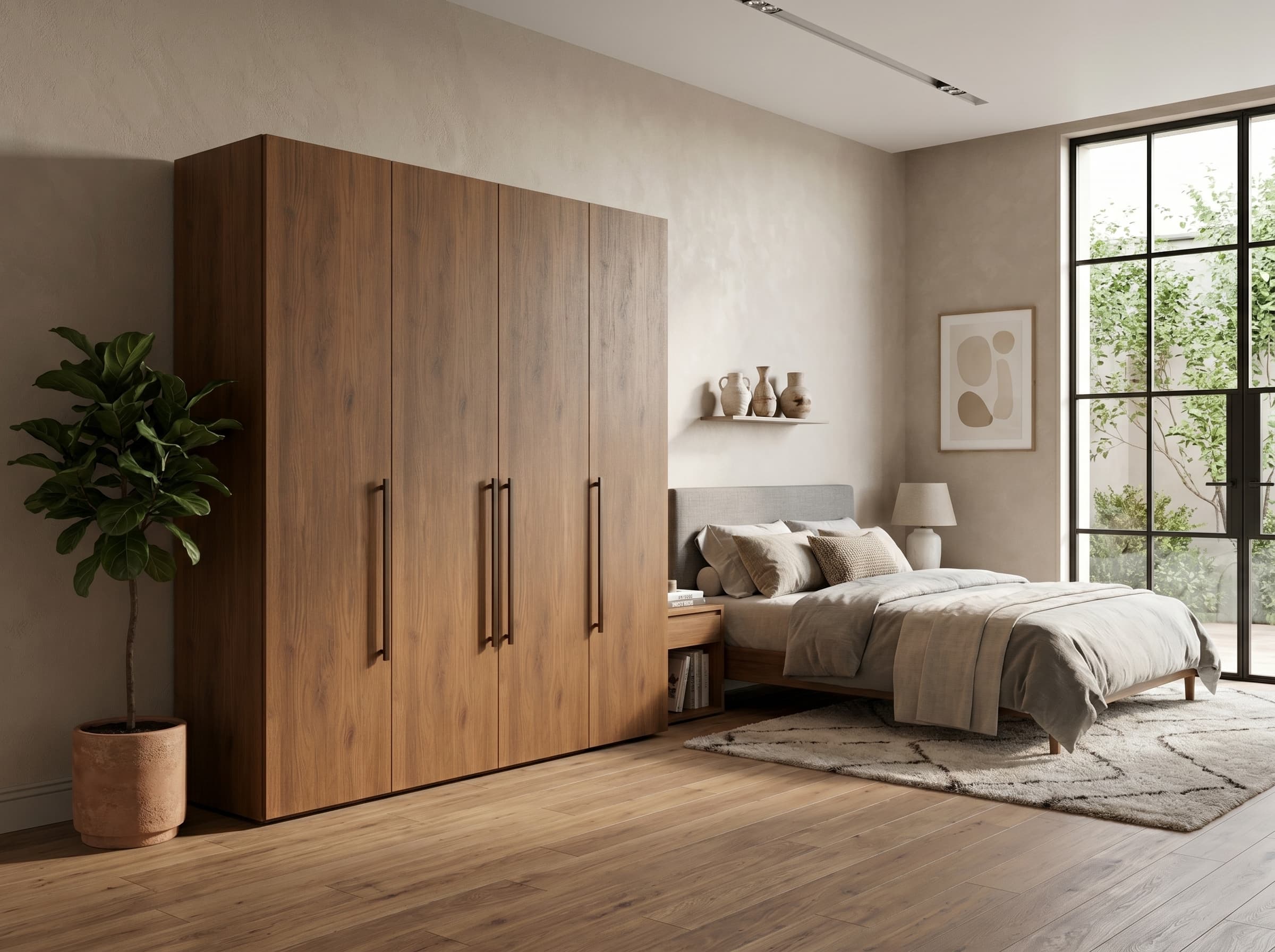 Puerta Batiente Lisa - Tirador Lungo de Madera