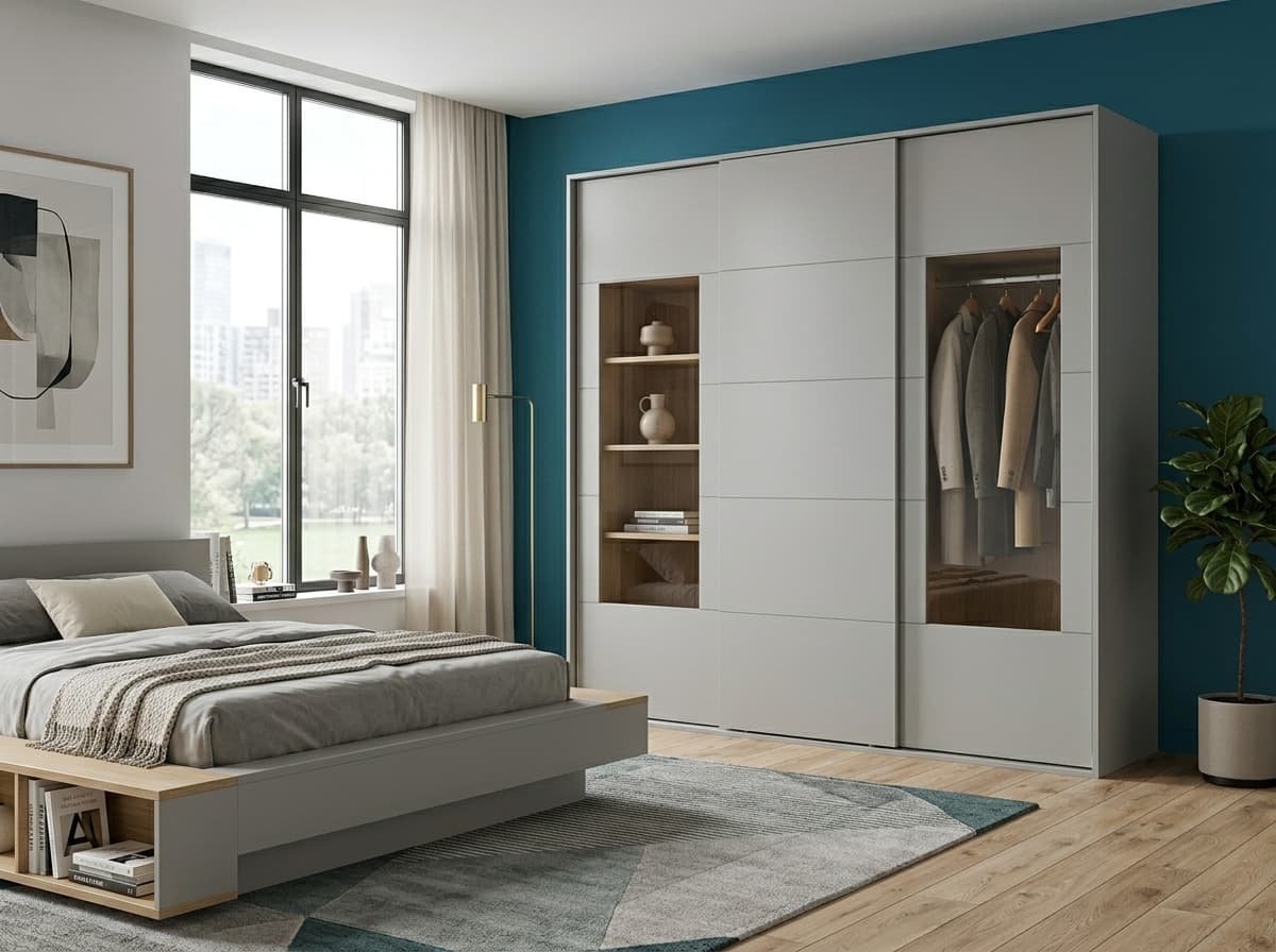 Puertas Corredera con Franjas y Cristal